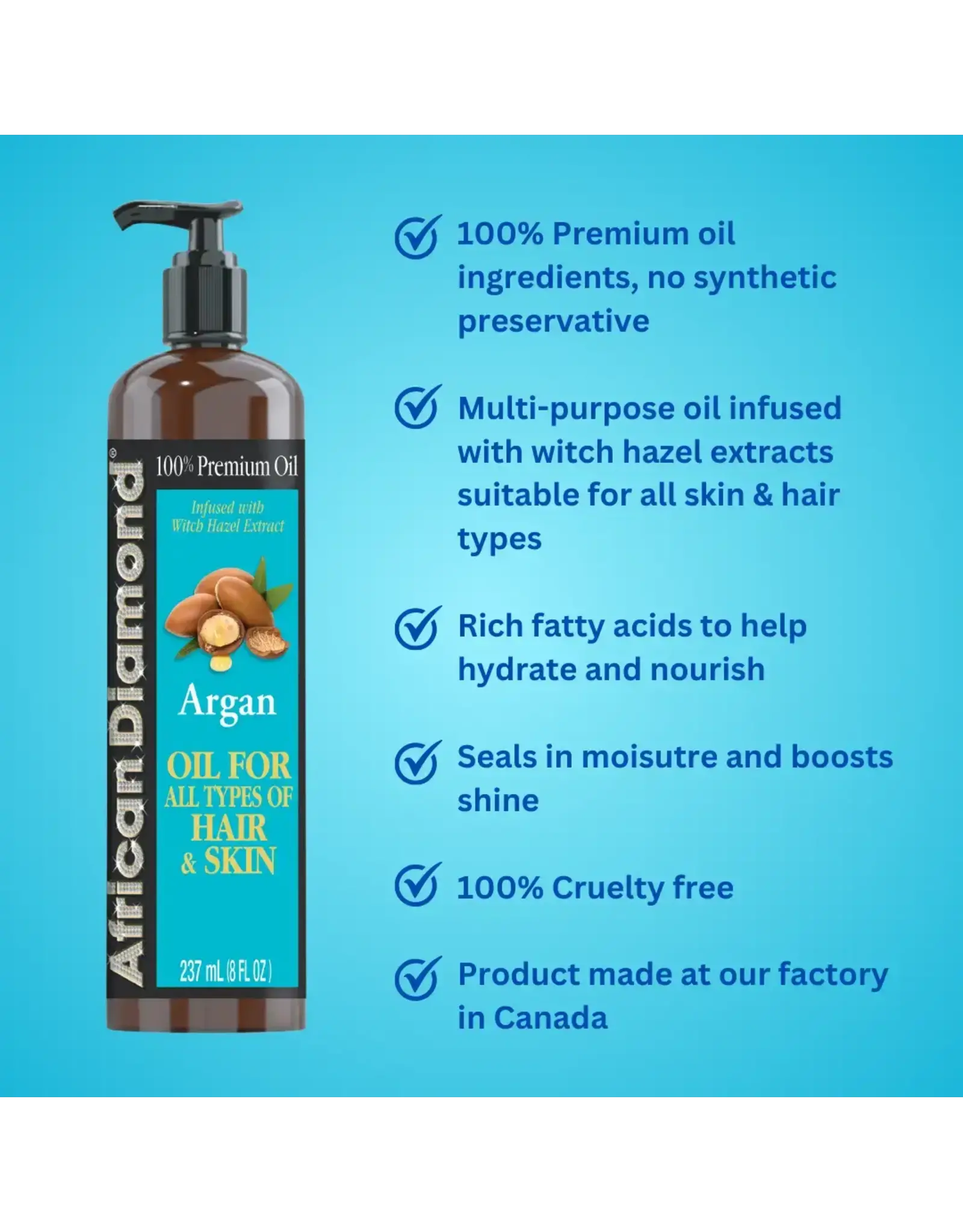 AFRICAN DIAMOND 100% NATURAL OIL FOR ALL TYPES OF HAIR & SKIN