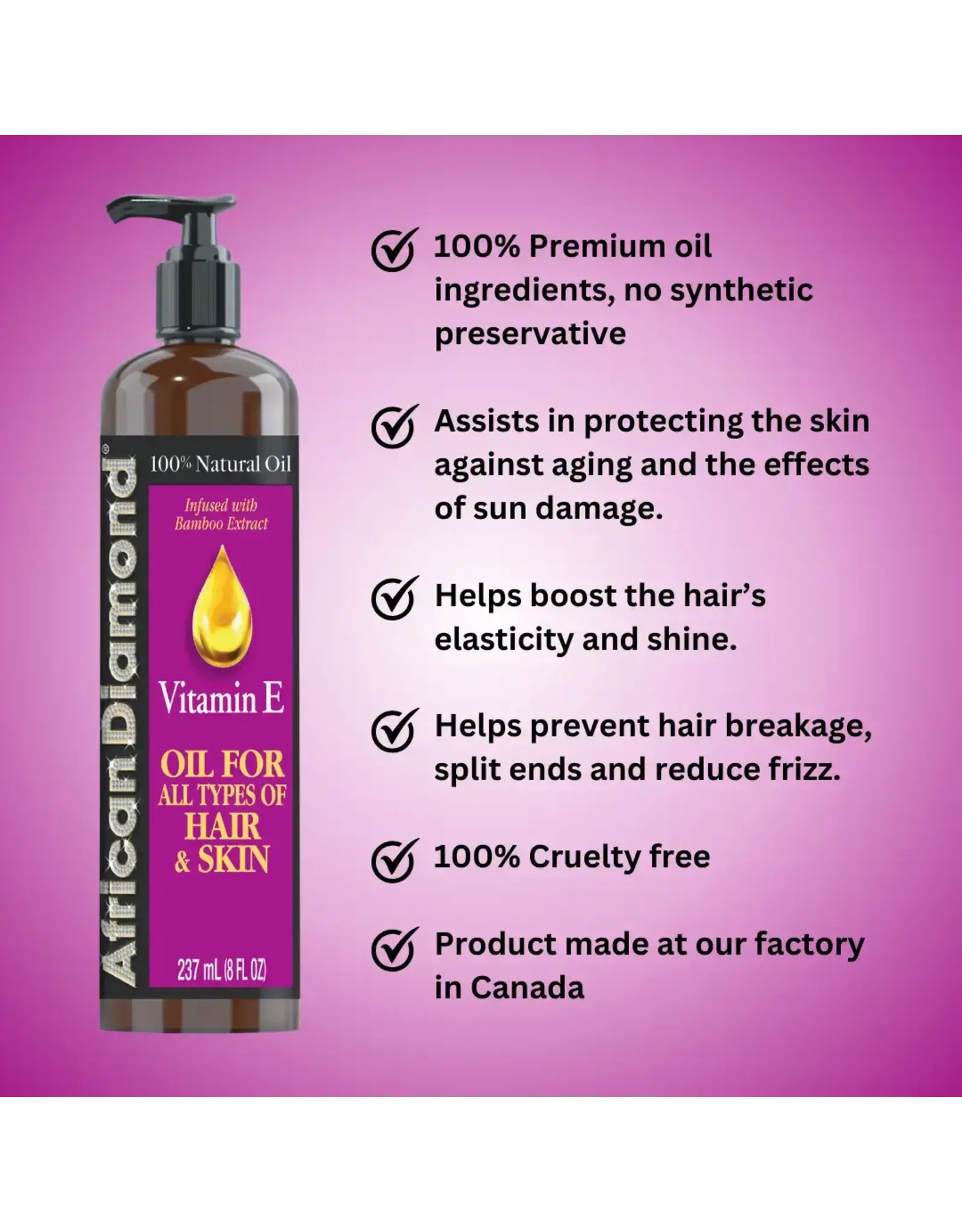AFRICAN DIAMOND 100% NATURAL OIL FOR ALL TYPES OF HAIR & SKIN