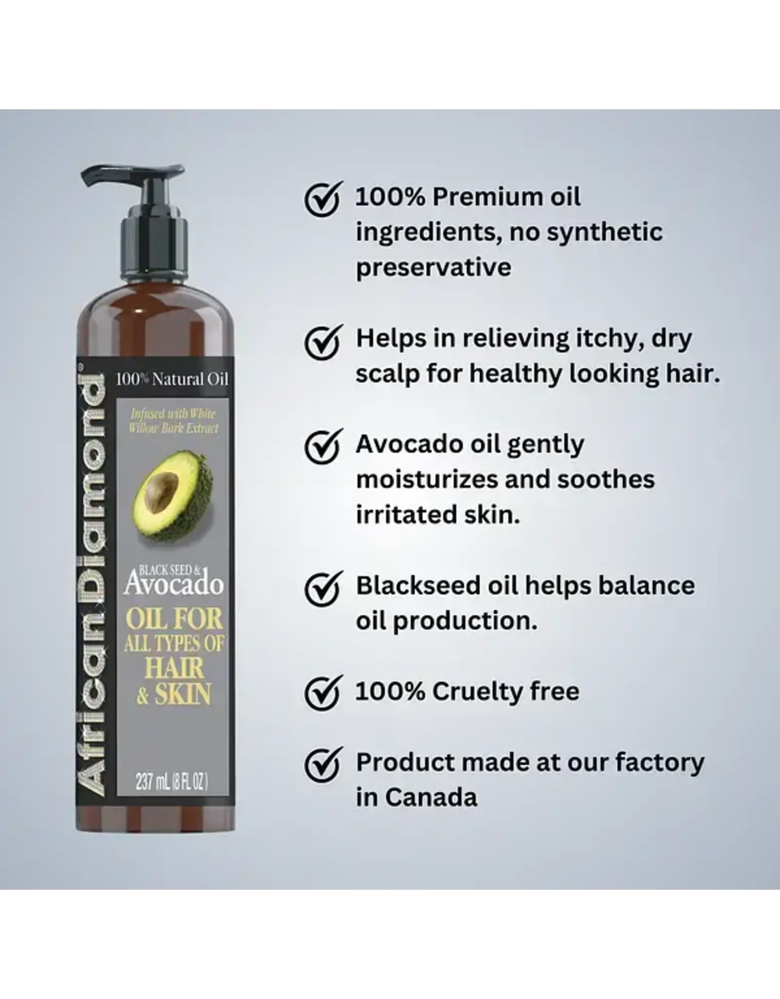 AFRICAN DIAMOND 100% NATURAL OIL FOR ALL TYPES OF HAIR & SKIN