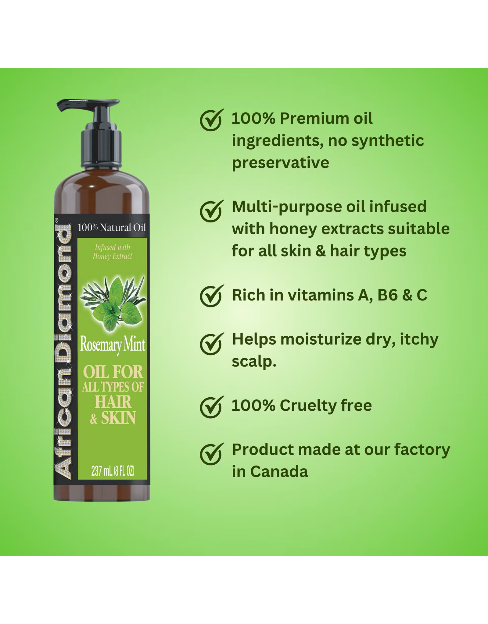 AFRICAN DIAMOND 100% NATURAL OIL FOR ALL TYPES OF HAIR & SKIN