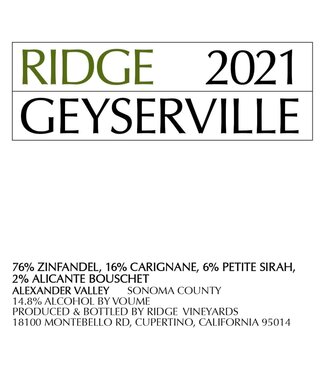 Ridge Vineyards Ridge Geyserville (2021)