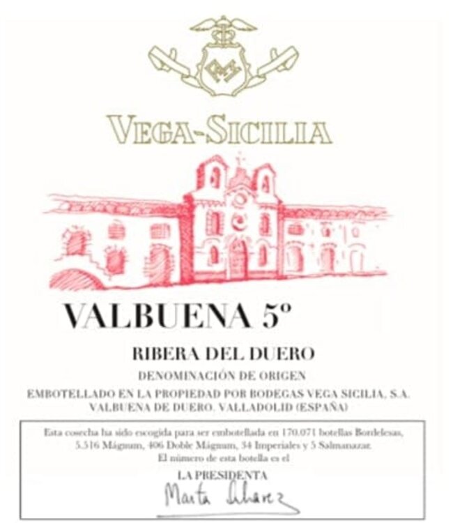 Bodegas Vega-Sicilia Ribera del Duero Valbuena 5º (2018)