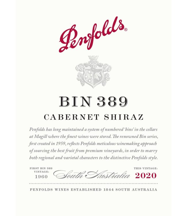 Penfold's 'Bin 389' Cabernet-Shiraz (2020)