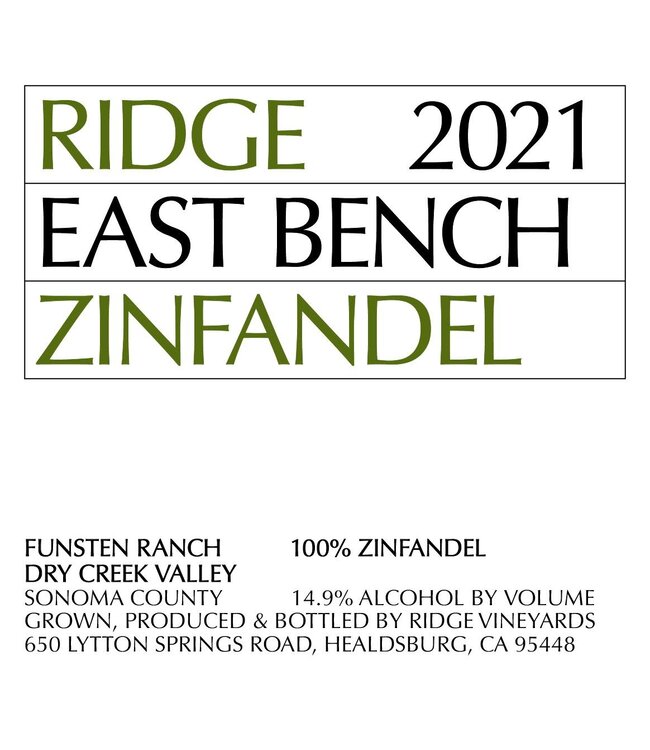 Ridge East Bench Zinfandel 2021