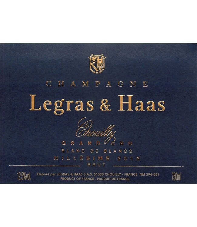 Legras & Haas Champagne Blanc de Blancs Grand Cru Chouilly Millésime | 2012