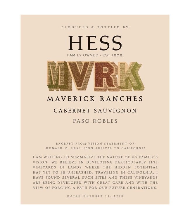 The Hess Collection MVRK Maverick Ranches Cabernet Sauvignon 2021