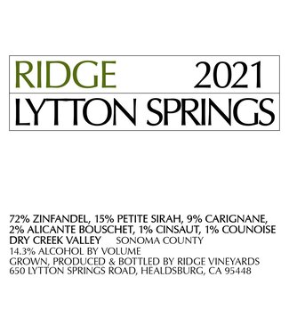 Ridge Vineyards Ridge Lytton Springs Red Blend (2021)