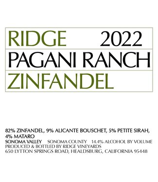 Ridge Vineyards Ridge Pagani Ranch Zinfandel (2022)
