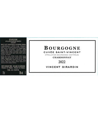 Vincent Girardin Vincent Girardin Bourgogne Cuvée Saint-Vincent Chardonnay (2022)