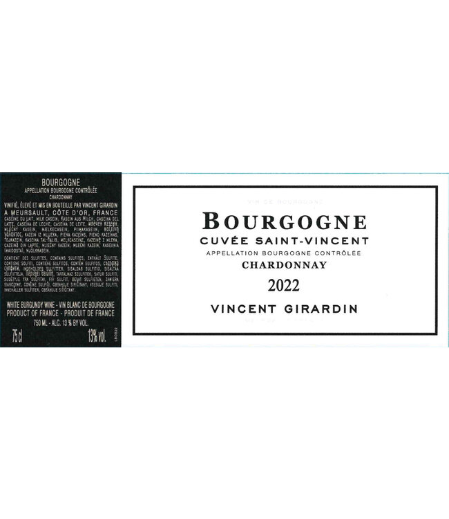 Vincent Girardin Bourgogne Cuvée Saint-Vincent Chardonnay 2022 | 750ml