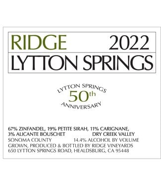Ridge Vineyards Ridge Vineyards Lytton Springs 50th Anniversary (2022)