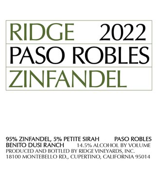 Ridge Vineyards Ridge Paso Robles Zinfandel (2022)
