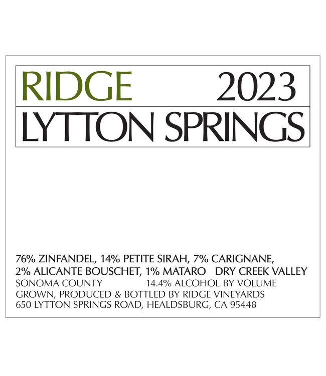 Ridge Lytton Springs Red Blend 2023 | 375ml