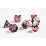 RPG Dice Set (7): Pink ,Clear, Black Resin