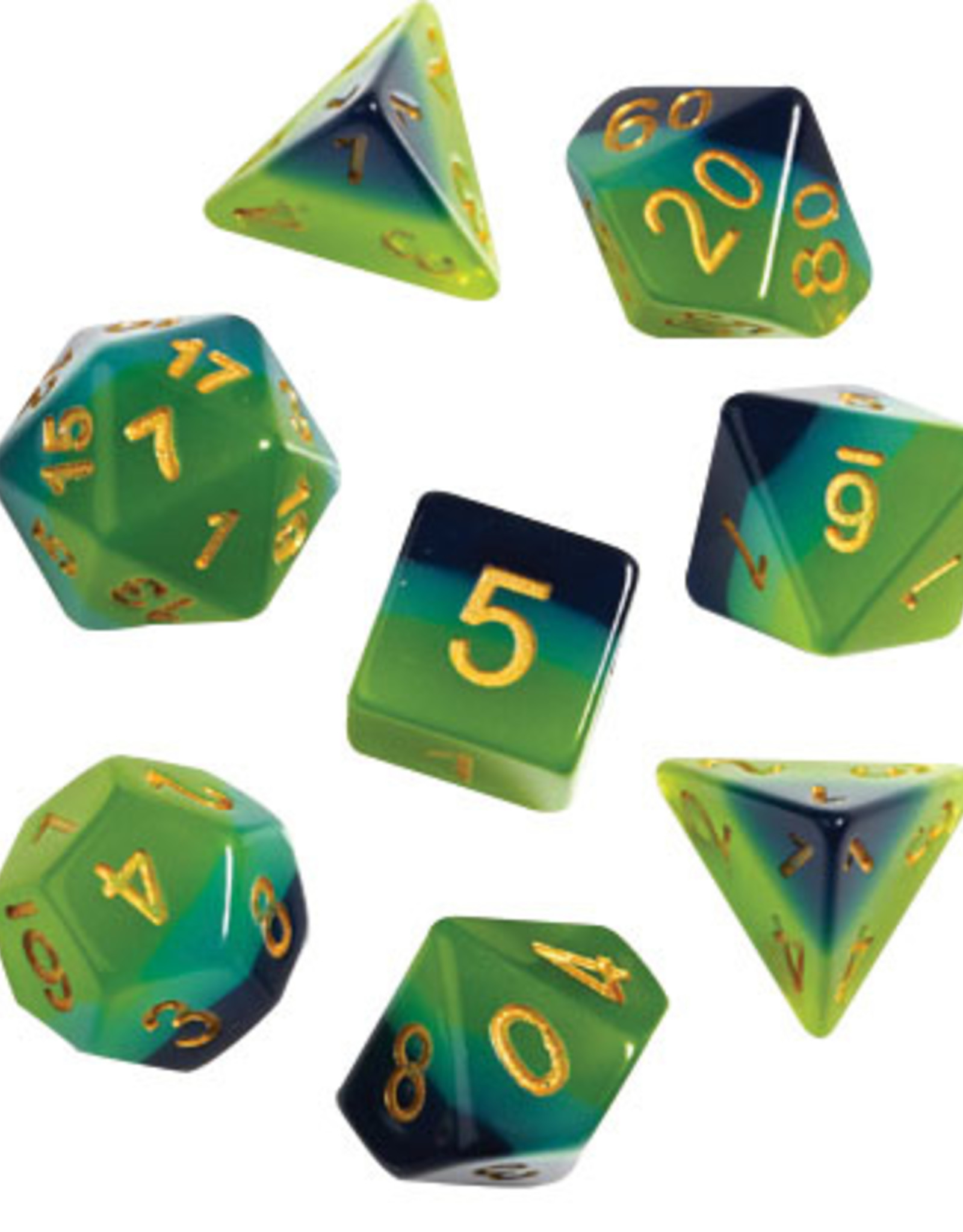 RPG Dice Set (7) Green, Blue Translucent 3 Gear Studios