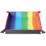 Watercolor Rainbow Velvet Folding Dice Tray with Leather Backing