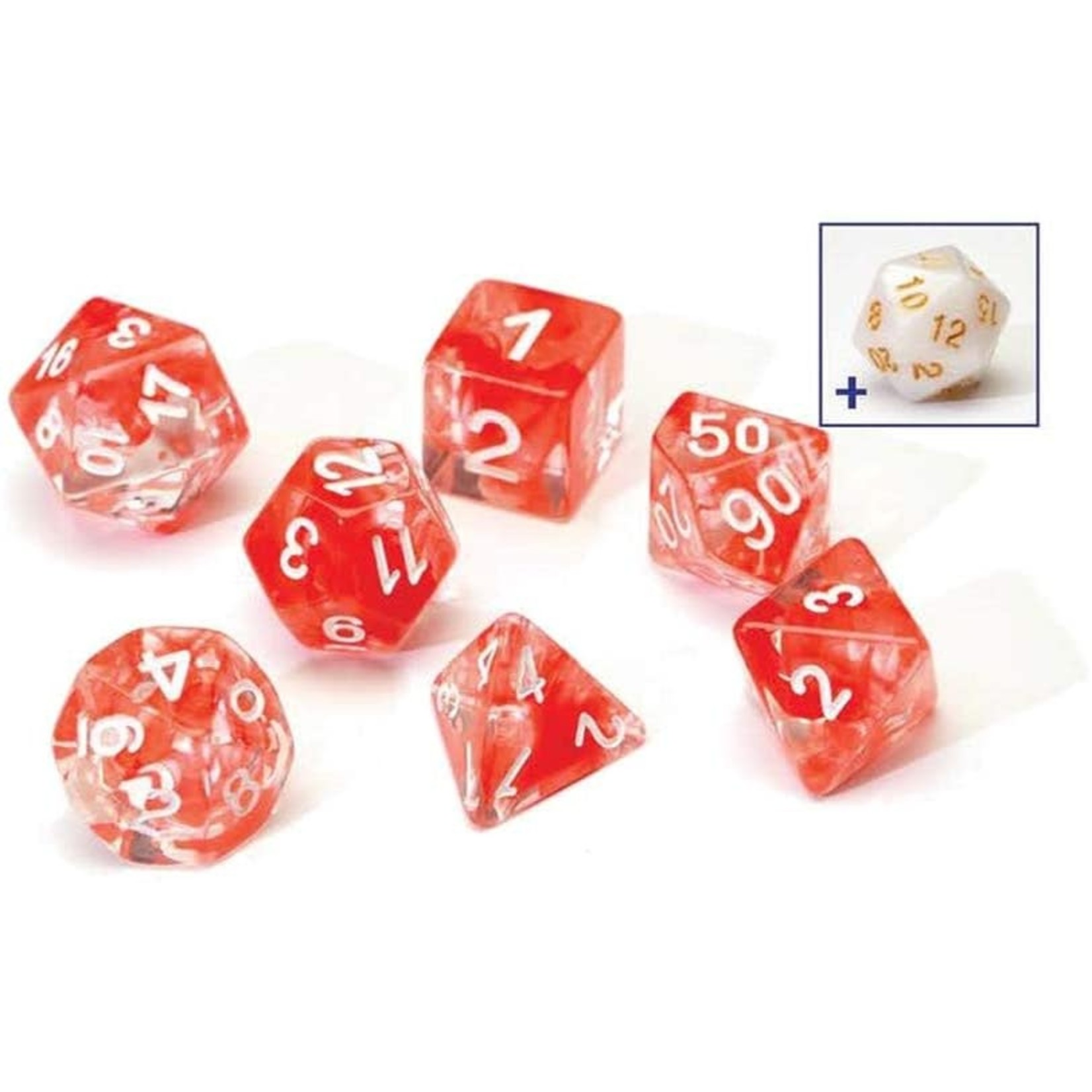 RPG Dice Set (7): Red Cloud Transparent Resin