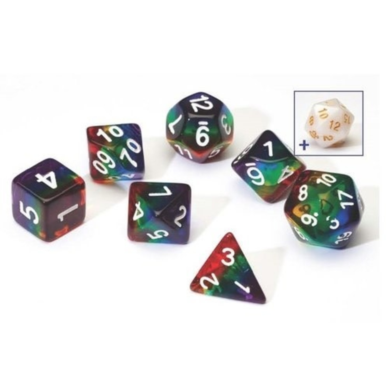 Rpg Dice Set 7 Rainbow Translucent Resin 3 Gear Studios