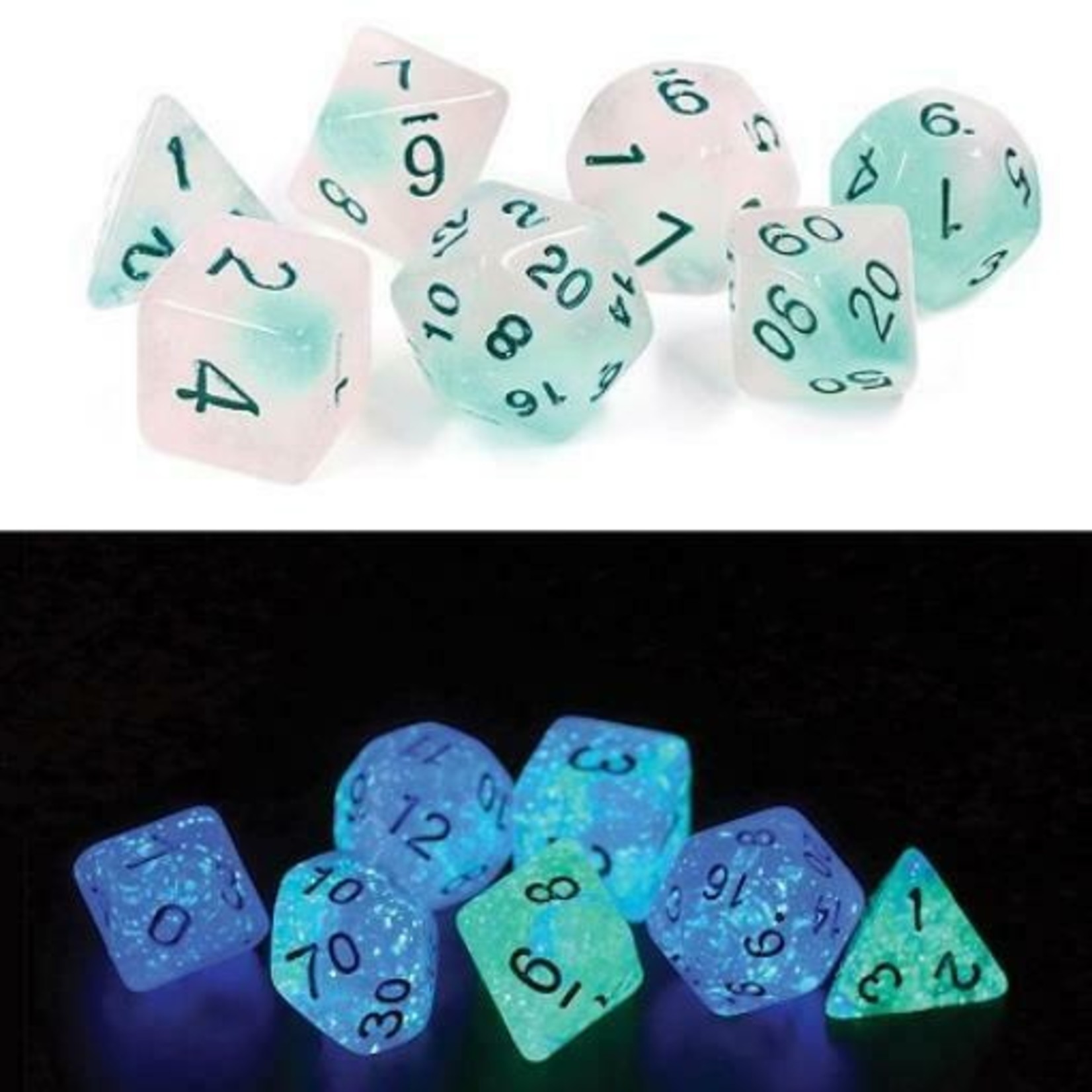 RPG Dice Set (7): Frosted Glowworm