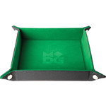 Green Velvet Folding Dice Tray with Leather Backing