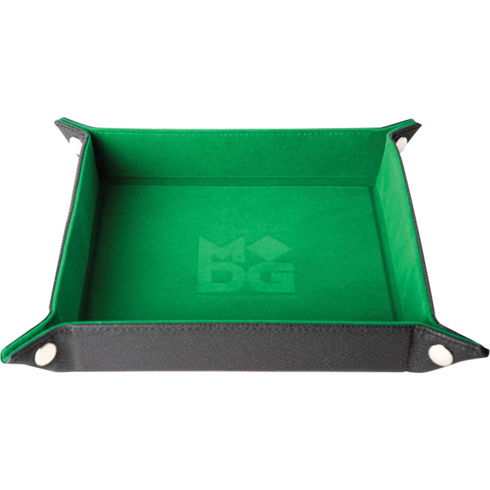Green Velvet Folding Dice Tray with Leather Backing