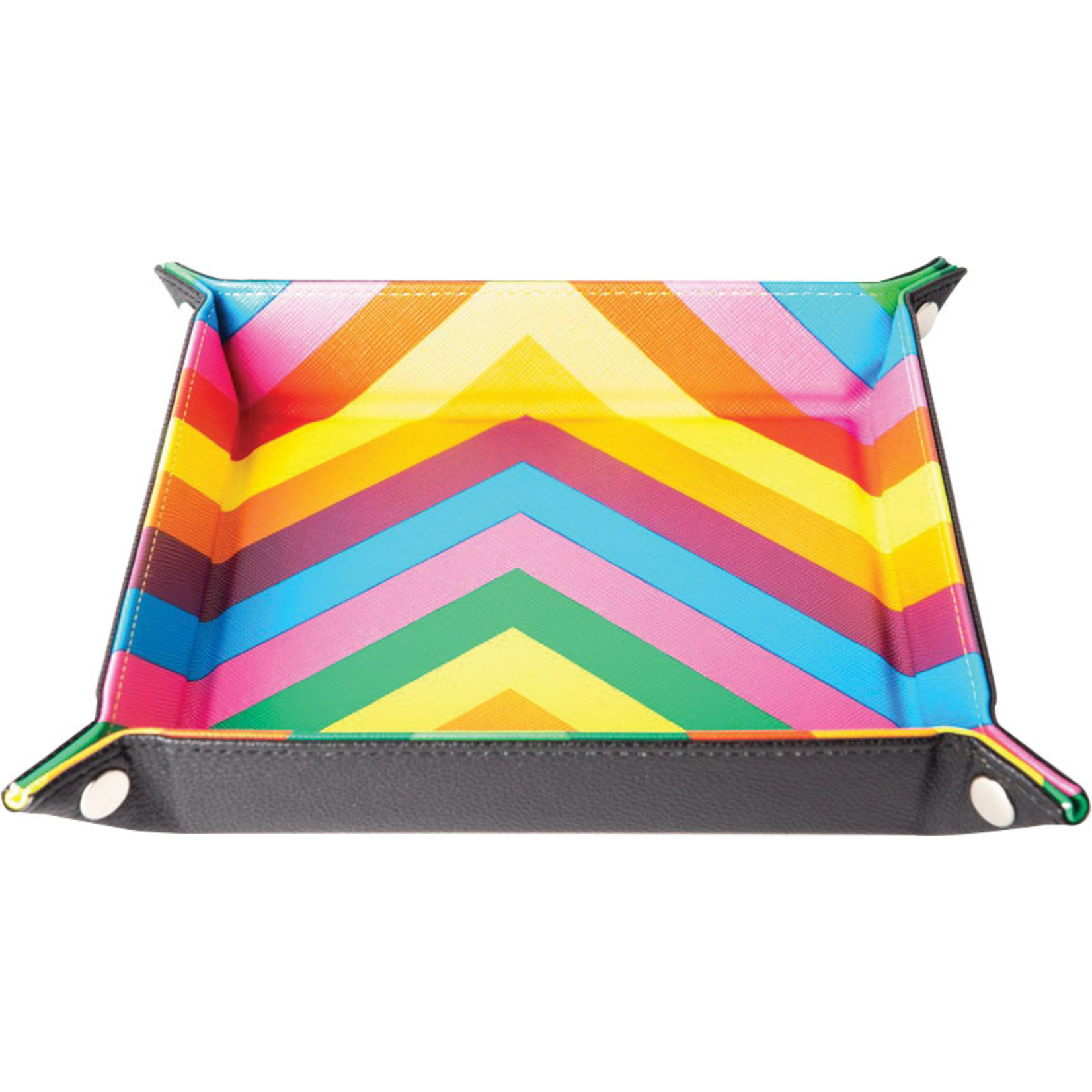 Rainbow Velvet Folding Dice Tray with Leather Backing