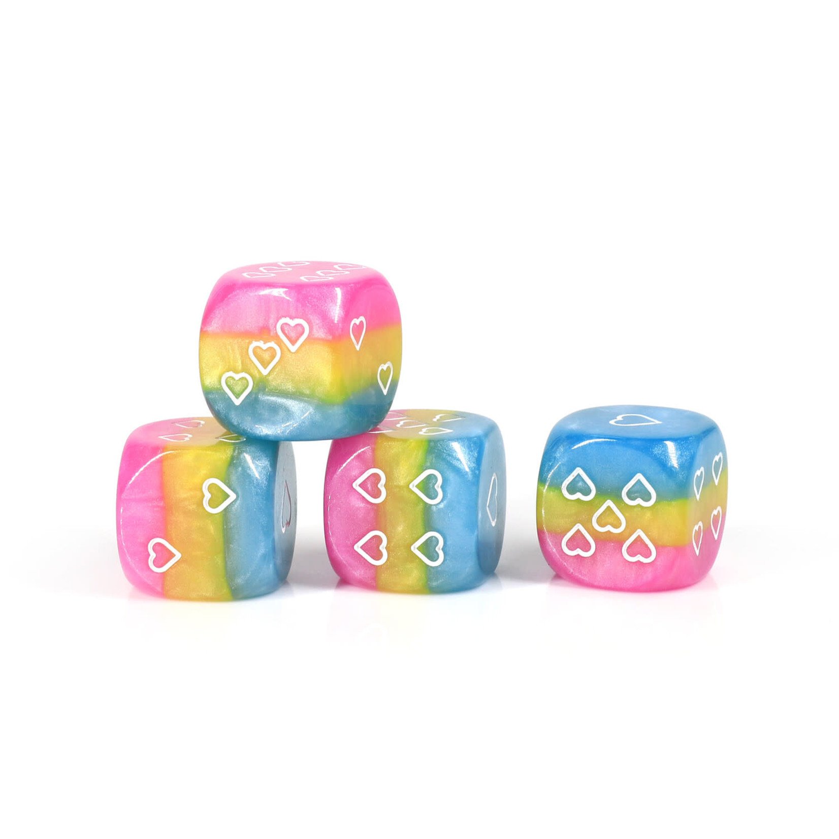 Opaque Pack of 6 Pansexual Pride 16mm D6 Heart Dice