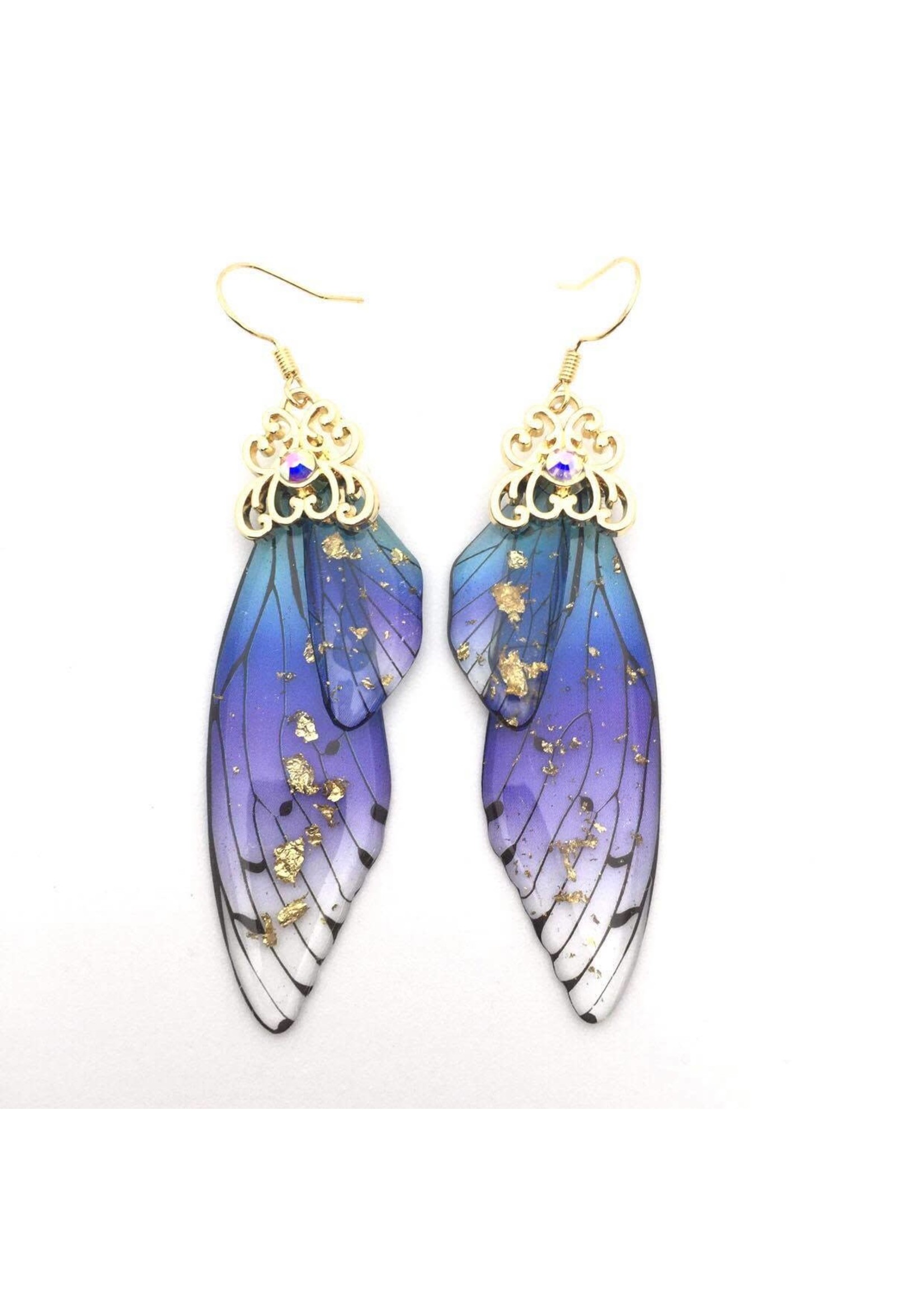 BluePurple Mystical Fairy Wing Earrings