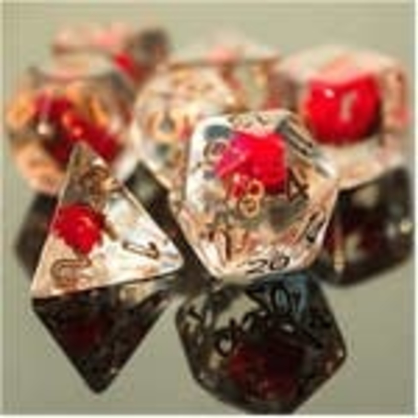 Red Flower with Green Leaf RPG Dice Set