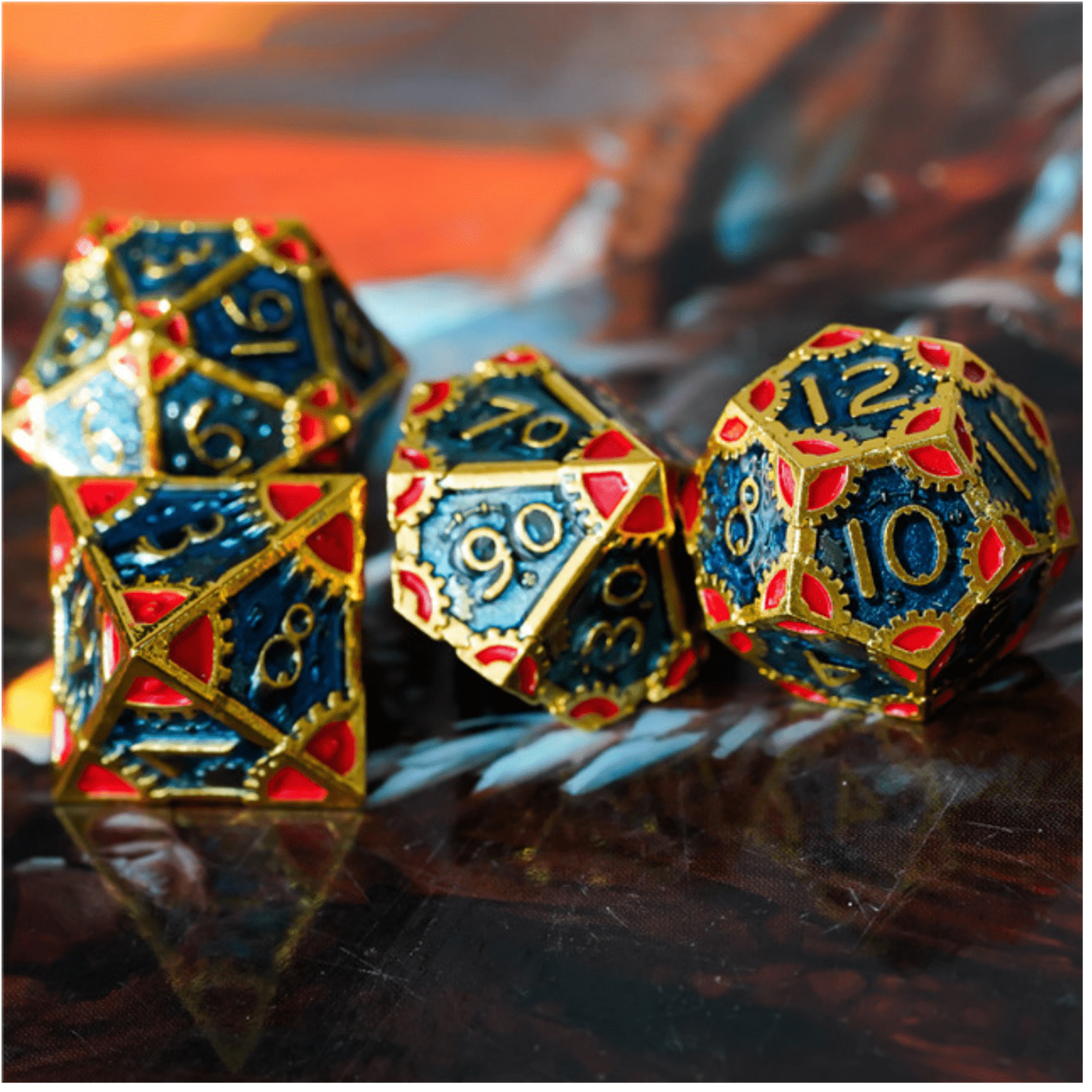 SteamPunk High Top RPG Metal Dice Set