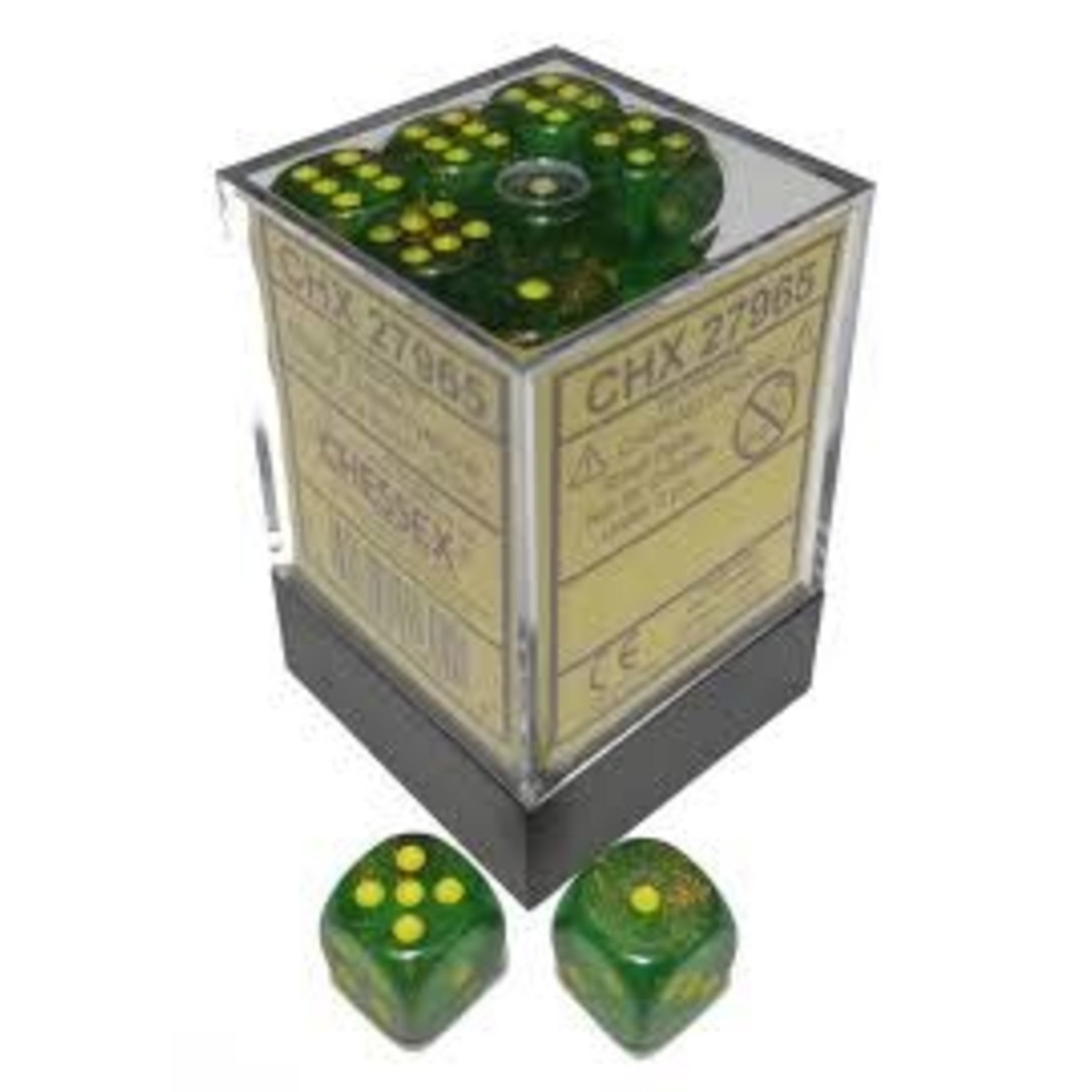 Dice Menagerie 10: 12mm D6 Borealis Maple Green/Yellow