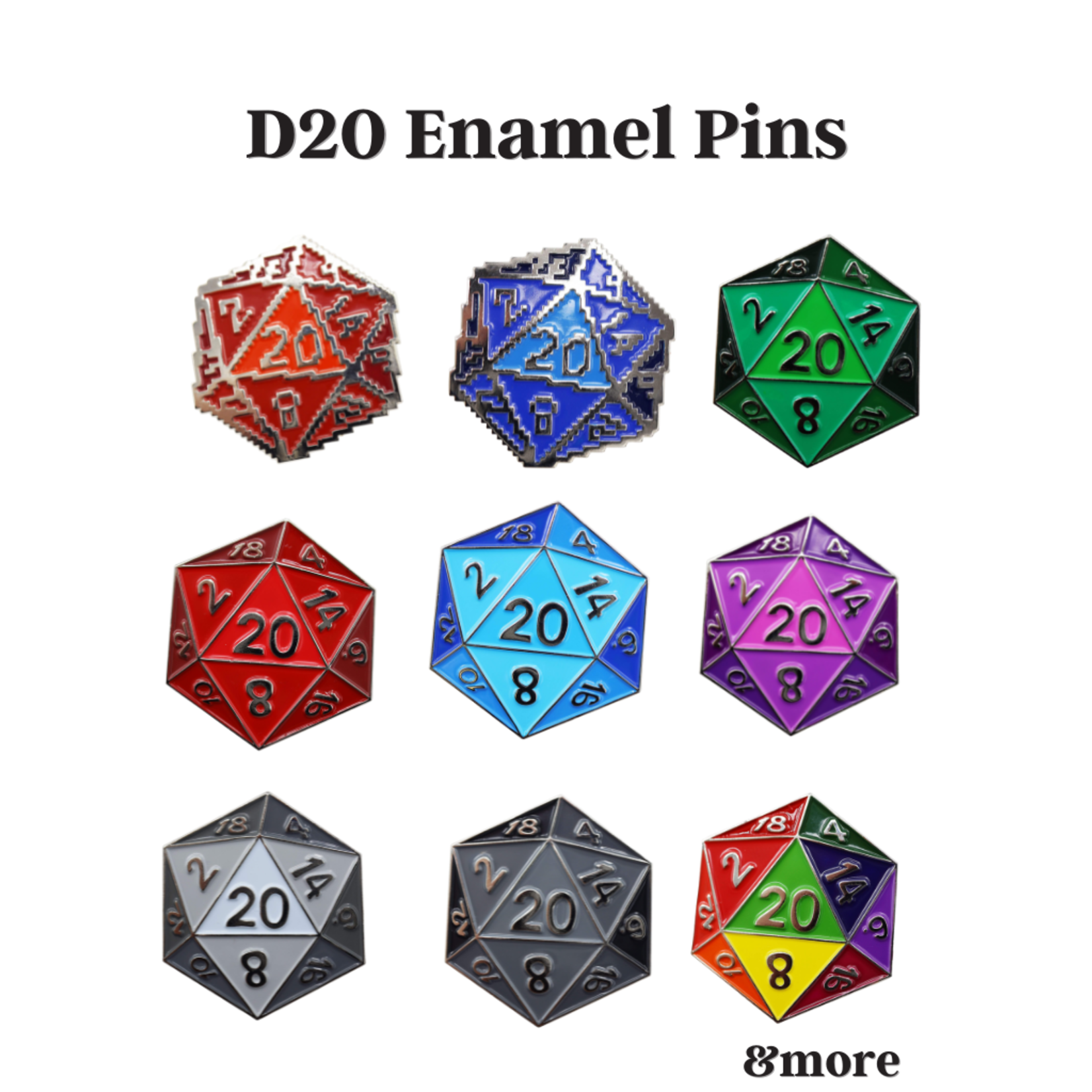 D20 Enamel Pins