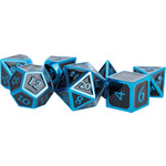 16mm Metal Polyhedral Dice Set: Blue with Black Enamel