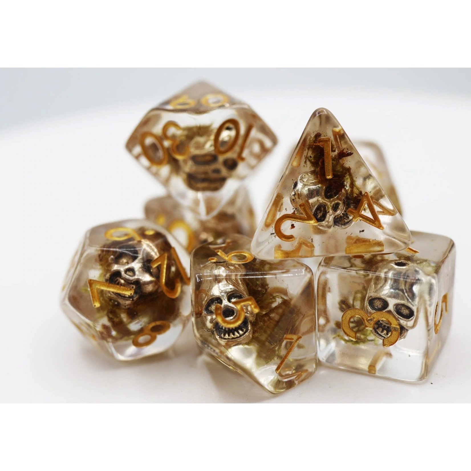 Silver Pirate Skull: RPG Dice Set