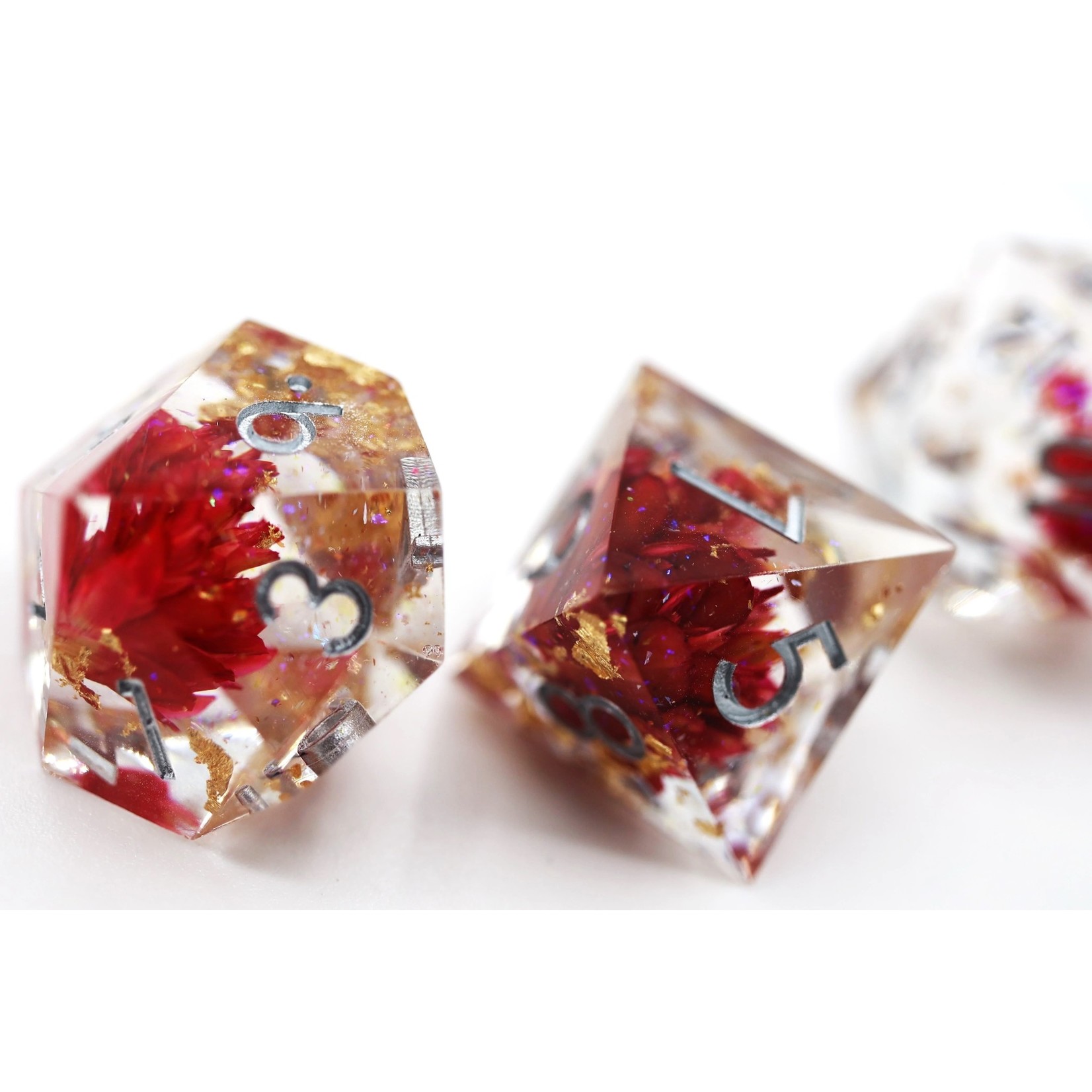 Red Lotus Sharp Edge Resin RPG Dice Set