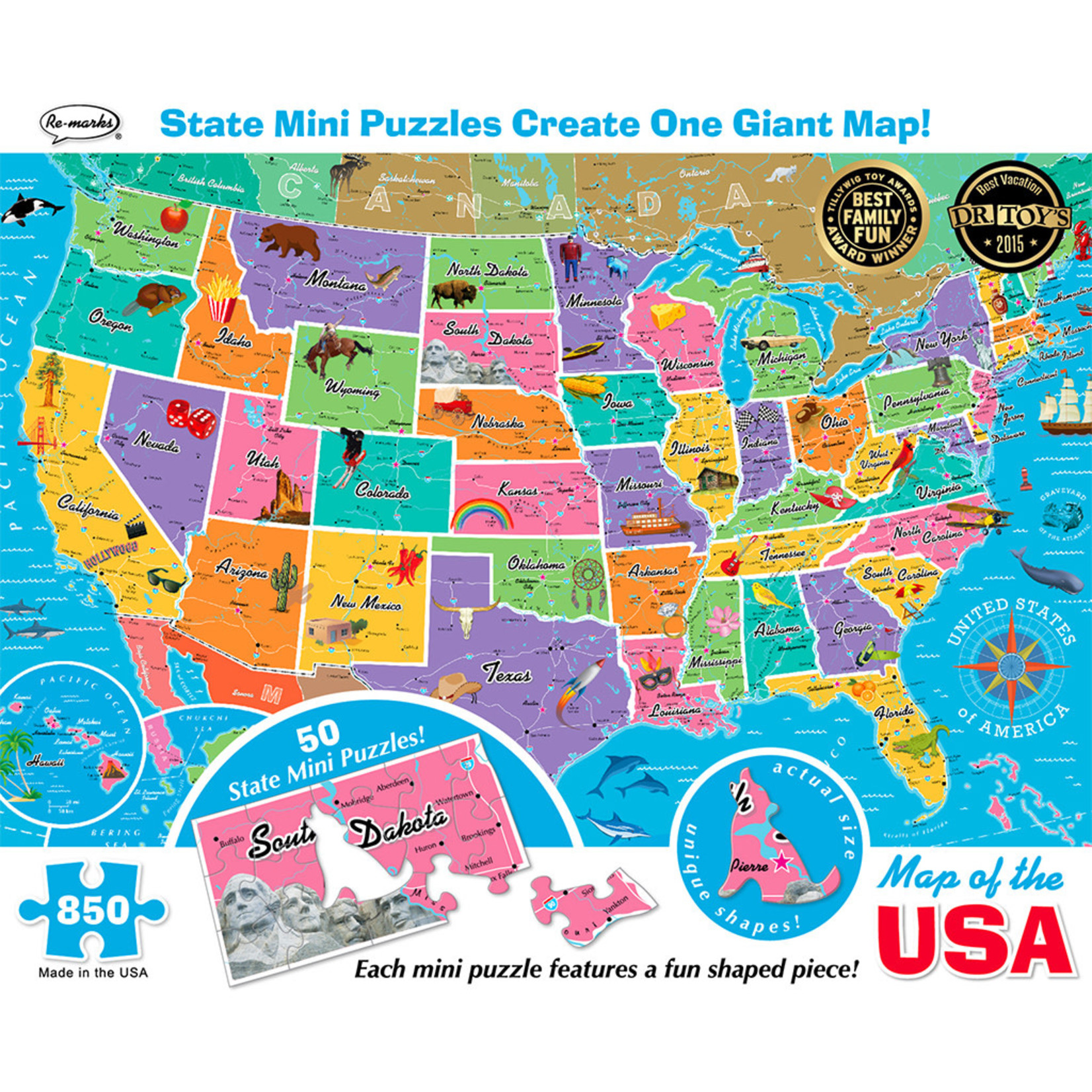 850 Piece Map of USA Puzzle