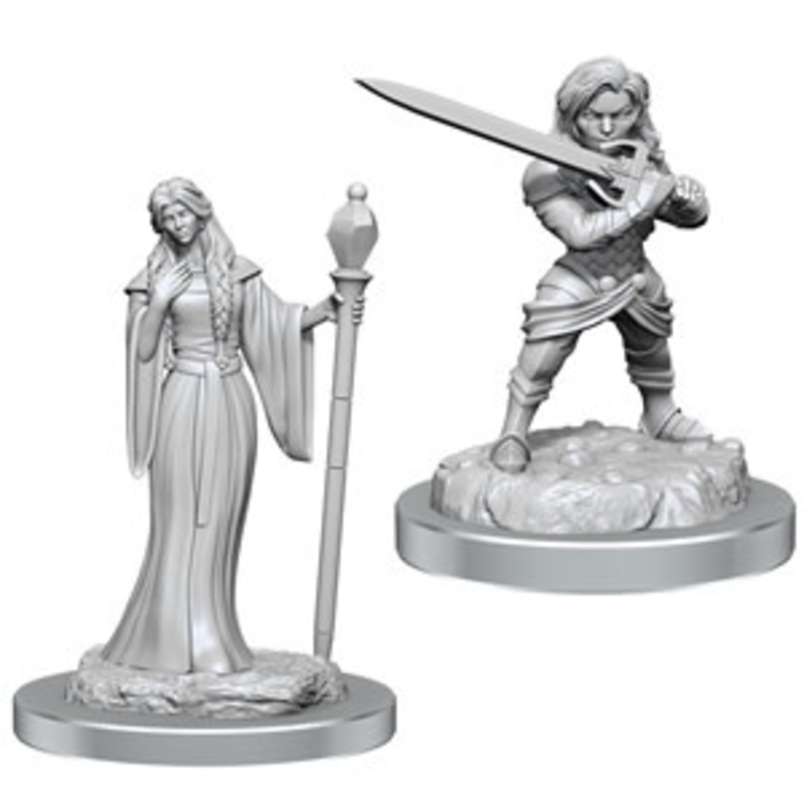 Critical Role Unpainted Miniatures: W03 Human Wizard Female & Halfling Holy Warrior Female