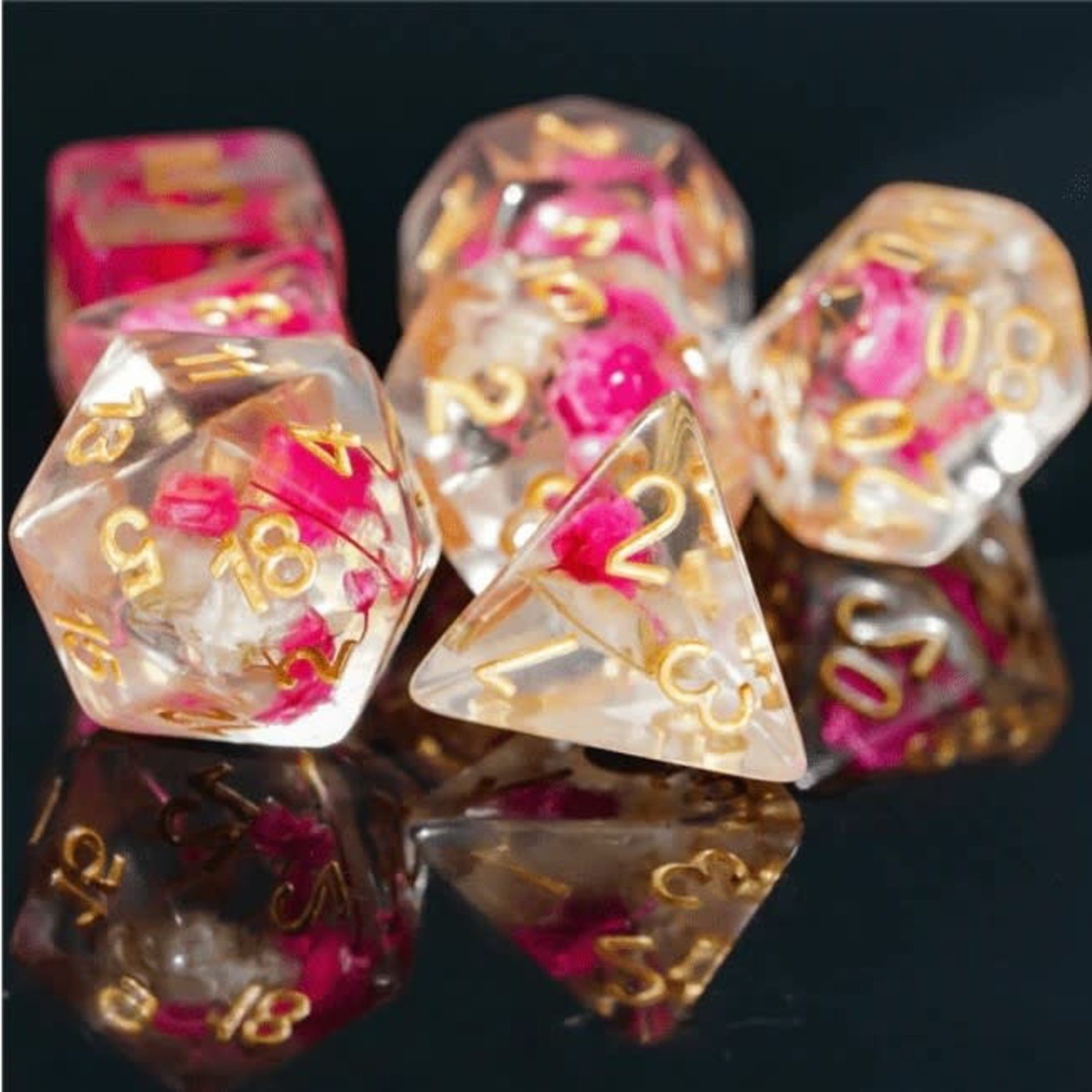 Pink and White RPG Dice Set