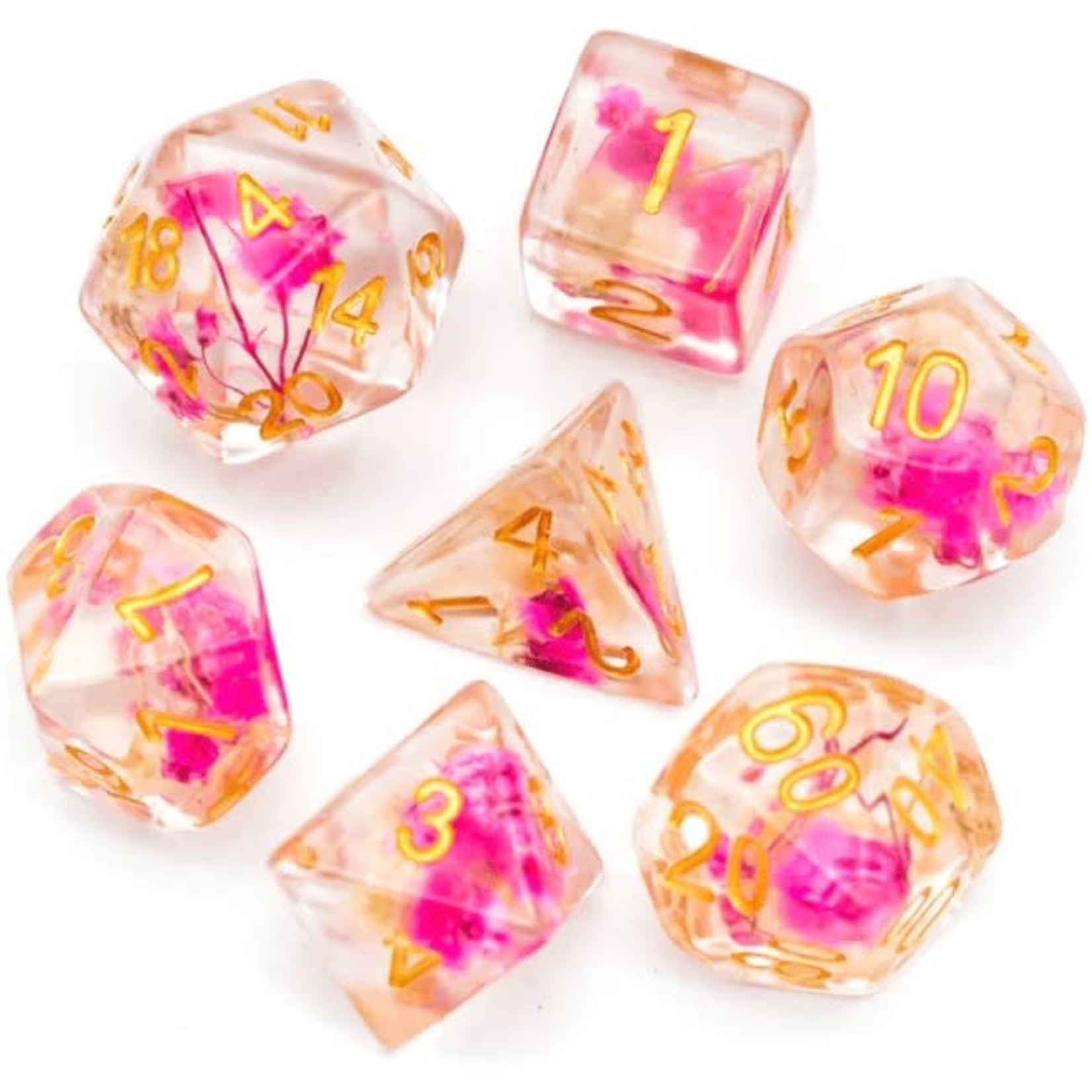 Pink and White RPG Dice Set