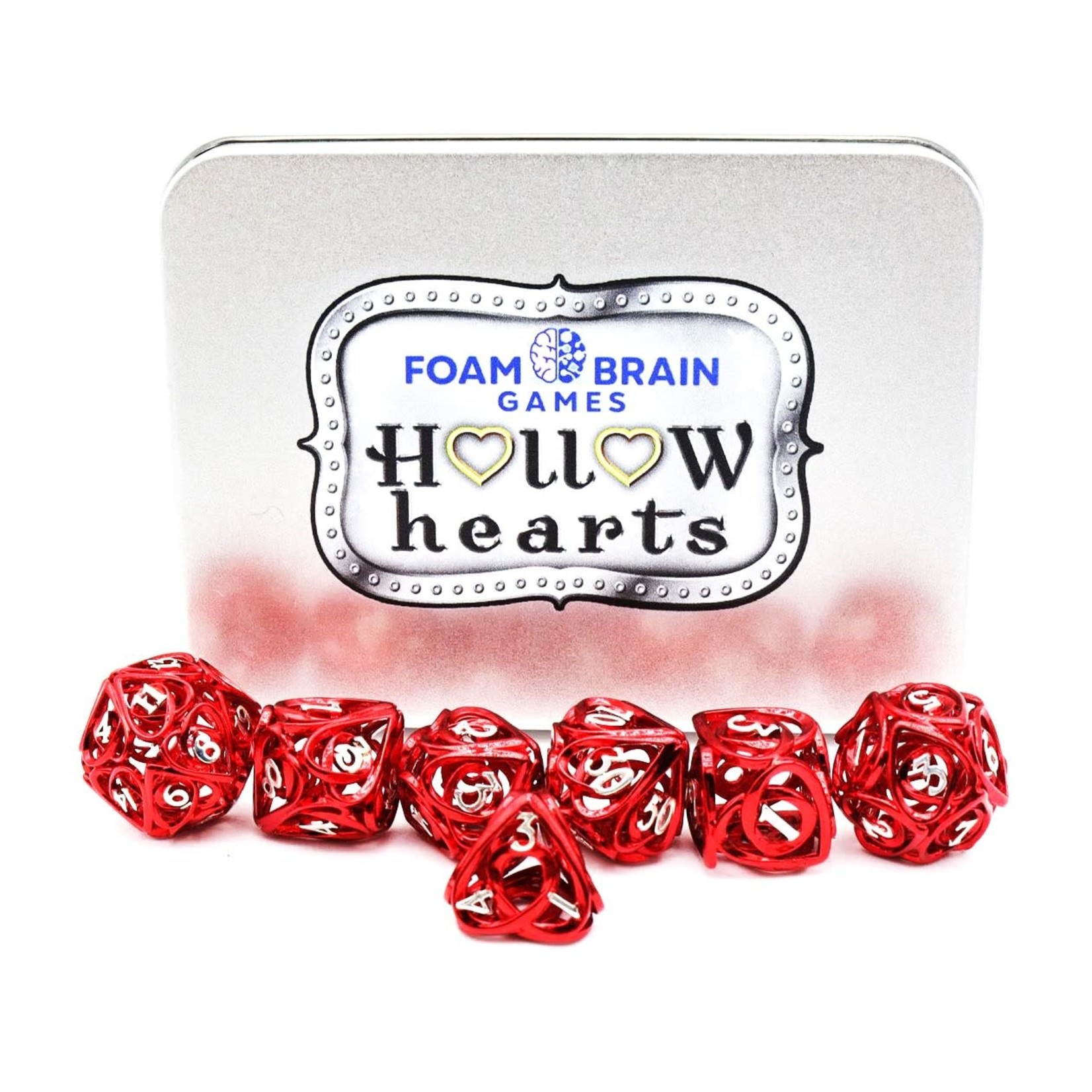 Red Hollow Hearts RPG Metal Dice Set