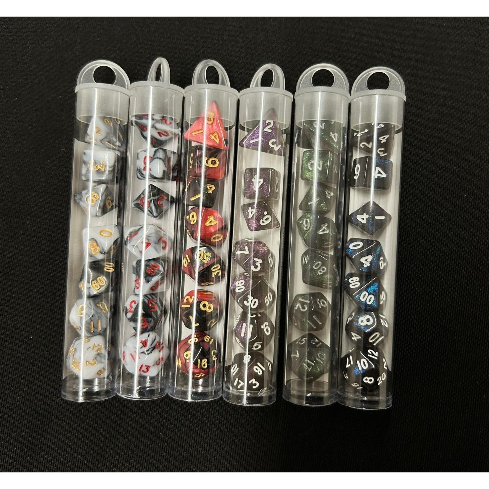Mini Stardust Acrylic Poly Dice Set: Galaxy (7) 10mm