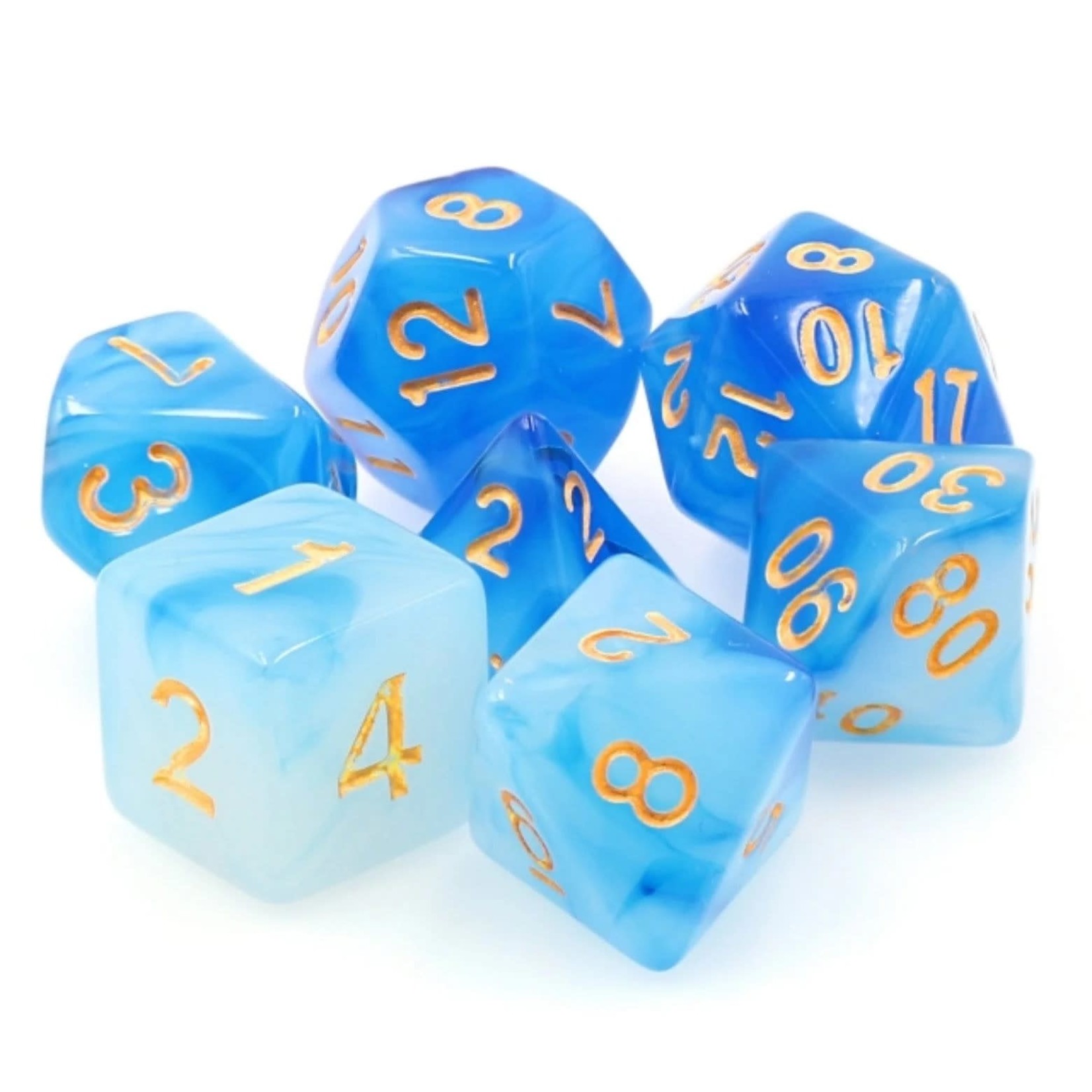 Blue Silk Translucent RPG Dice Set