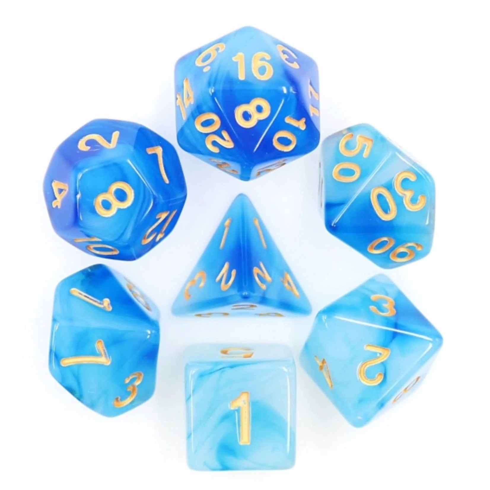 Blue Silk Translucent RPG Dice Set