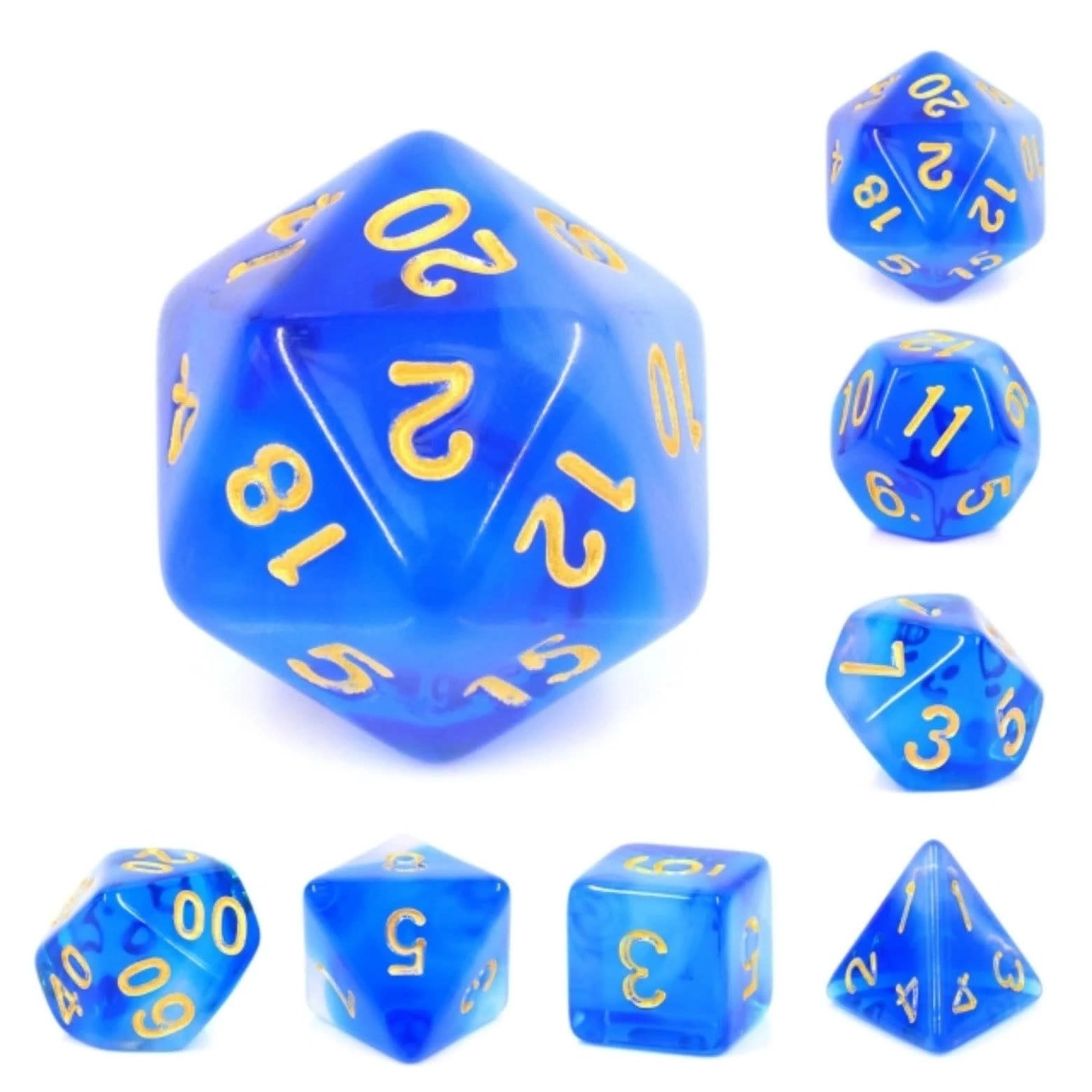 Blue Silk Translucent RPG Dice Set