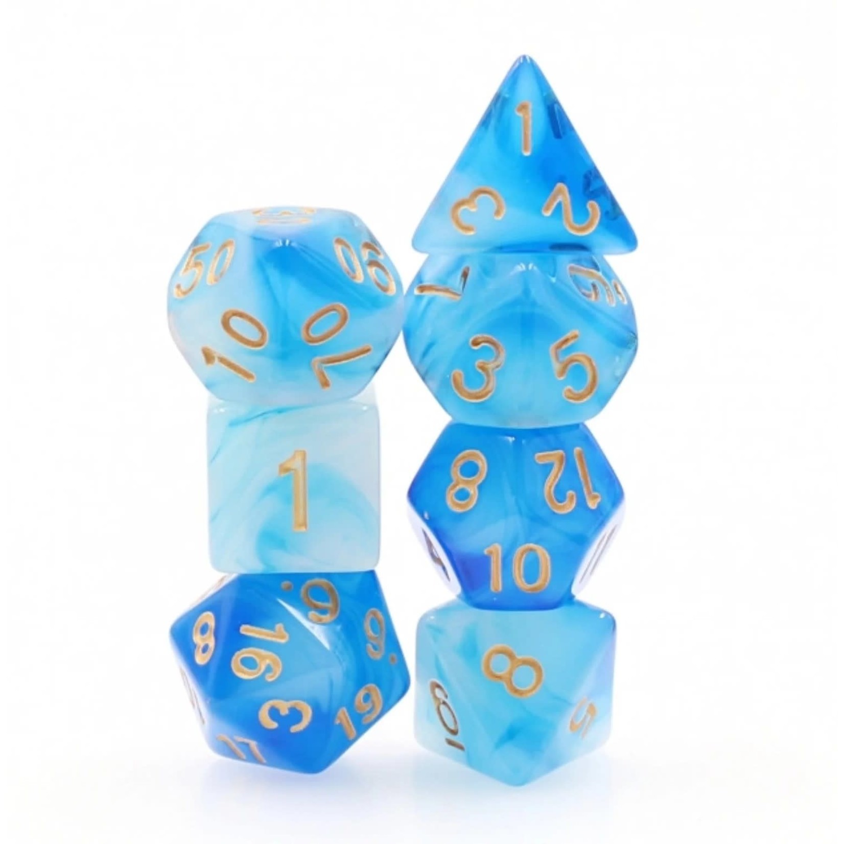 Blue Silk Translucent RPG Dice Set