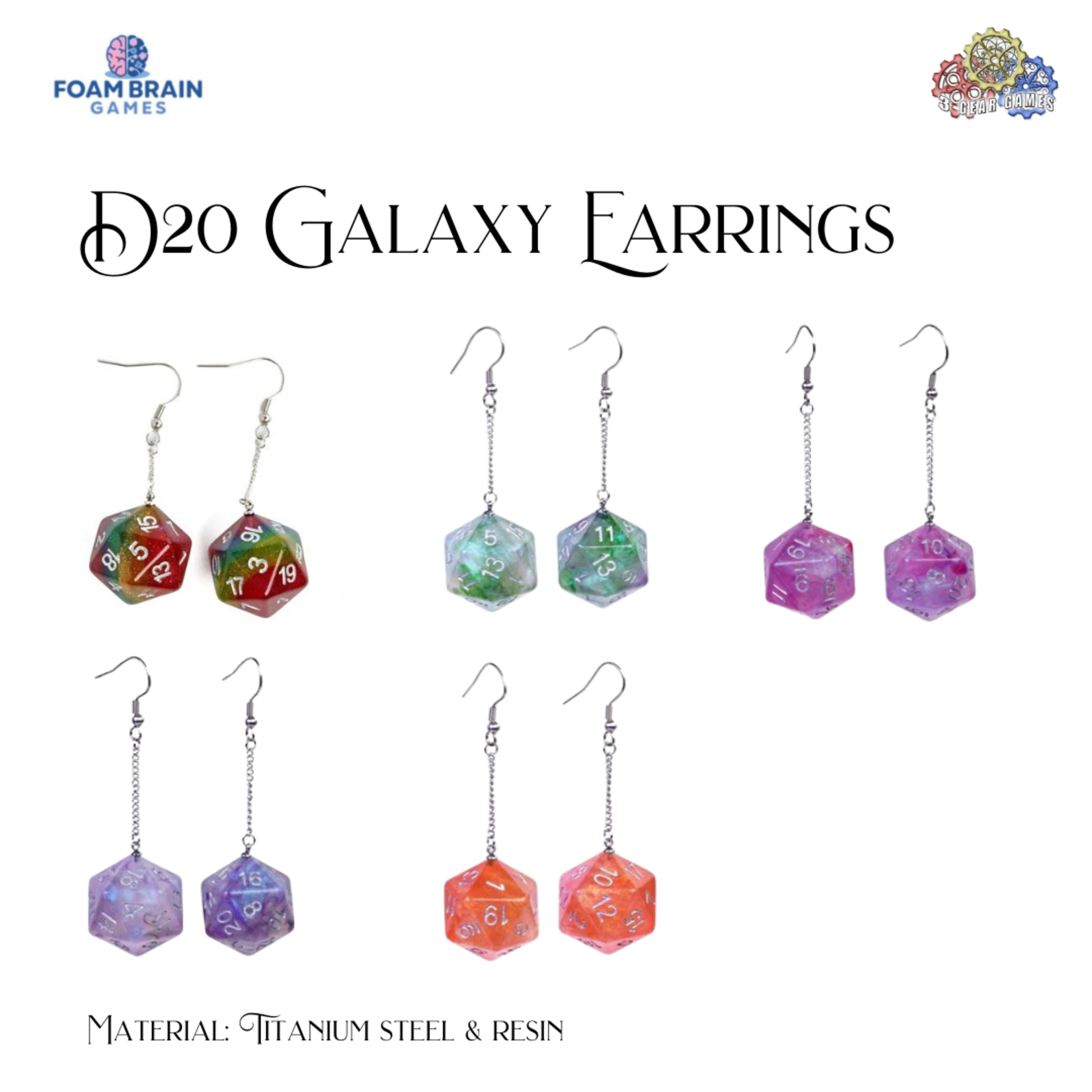 D20  Galaxy Earrings