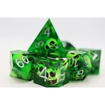 Sharp Edge Resin RPG Dice Set - Green Skulls