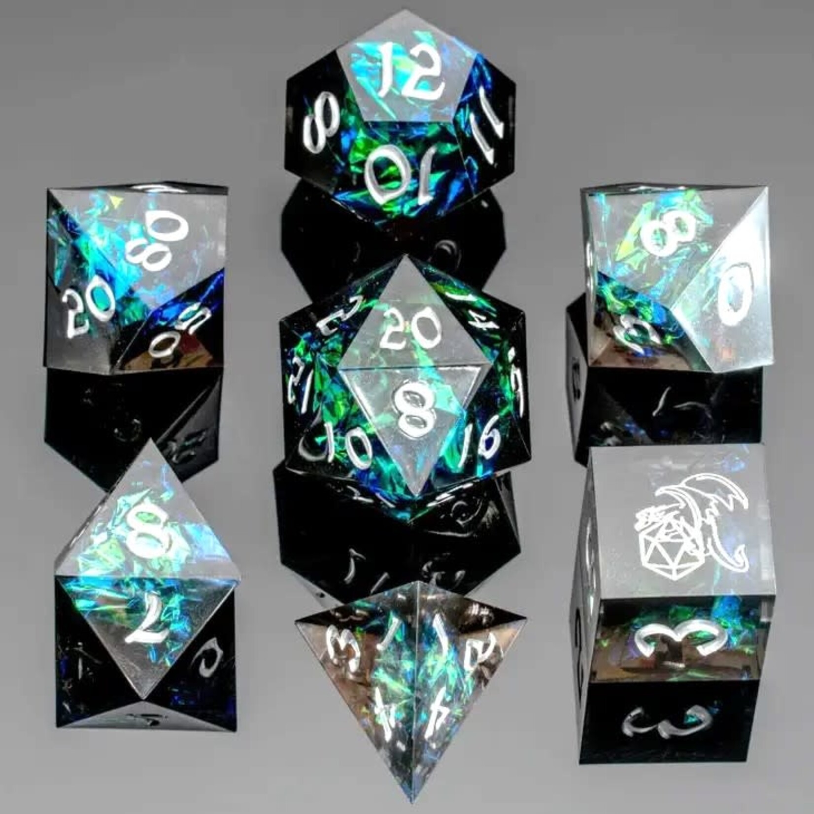 Captured Magic Hand Sanded Sharp Edge Resin RPG Dice Set (7)