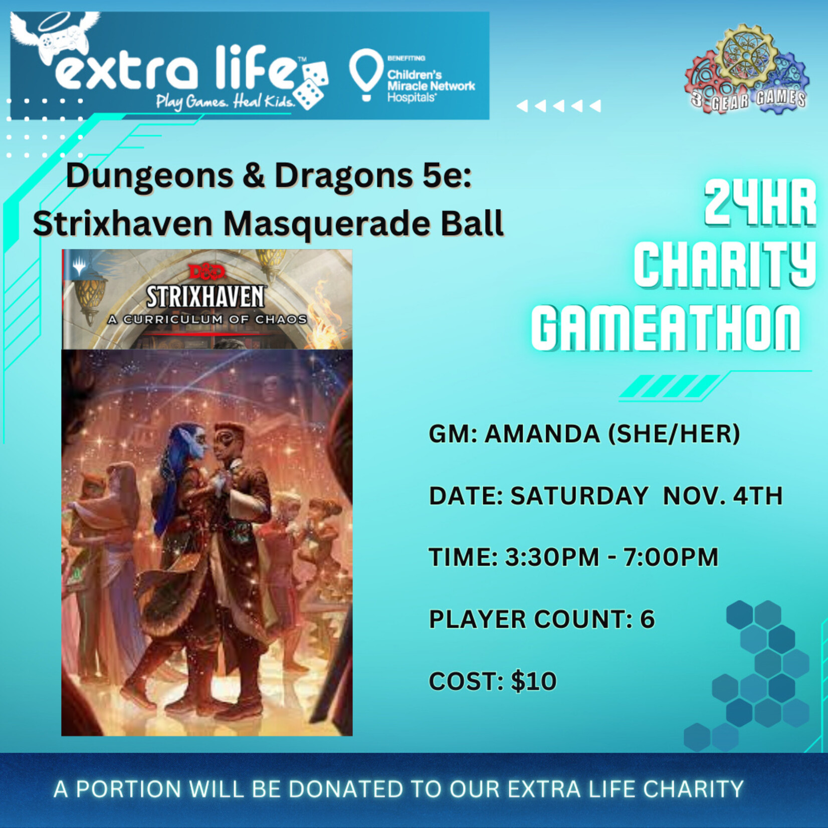 Extra Life 2023 D&D 5e Strixhaven Masquerade Ball 3 Gear Studios