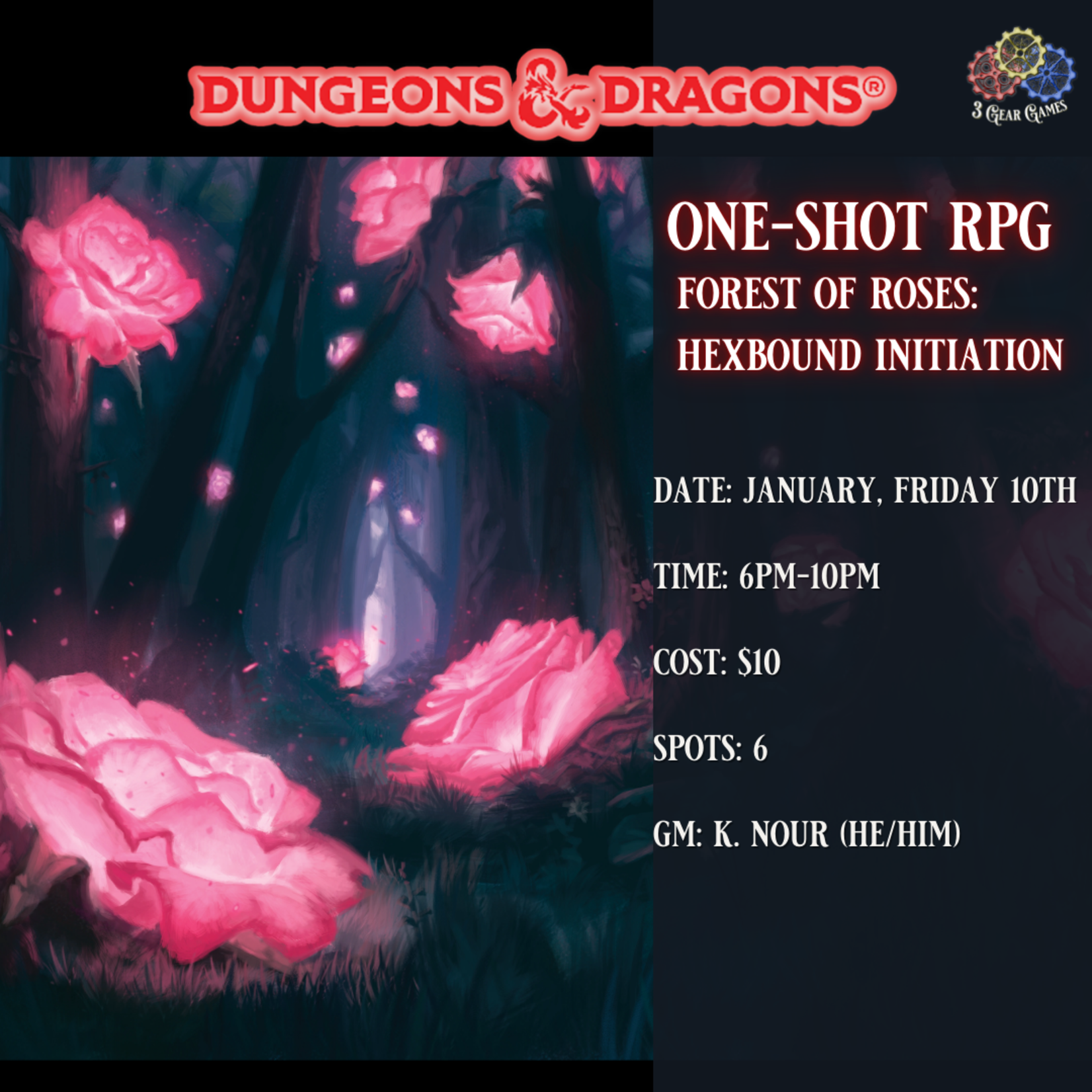 D&D5E One Shot RPG : Forest of Roses: Hexbound  Initiation
